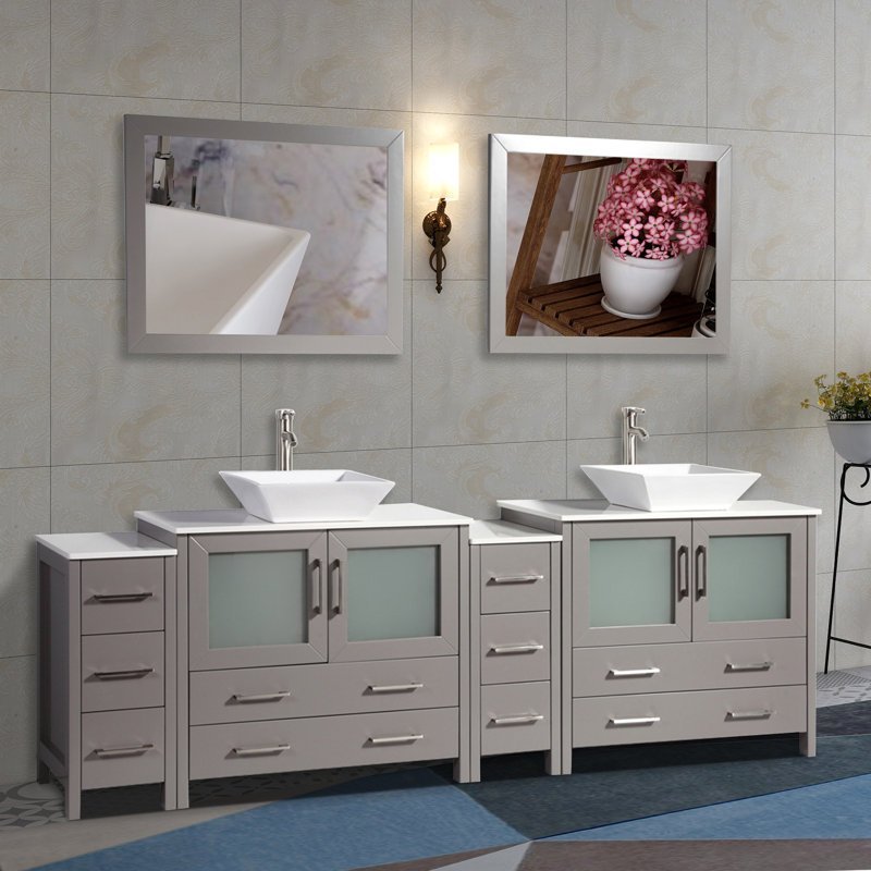 Wade Logan® Karson Framed 96" Double Bathroom Vanity Set ...