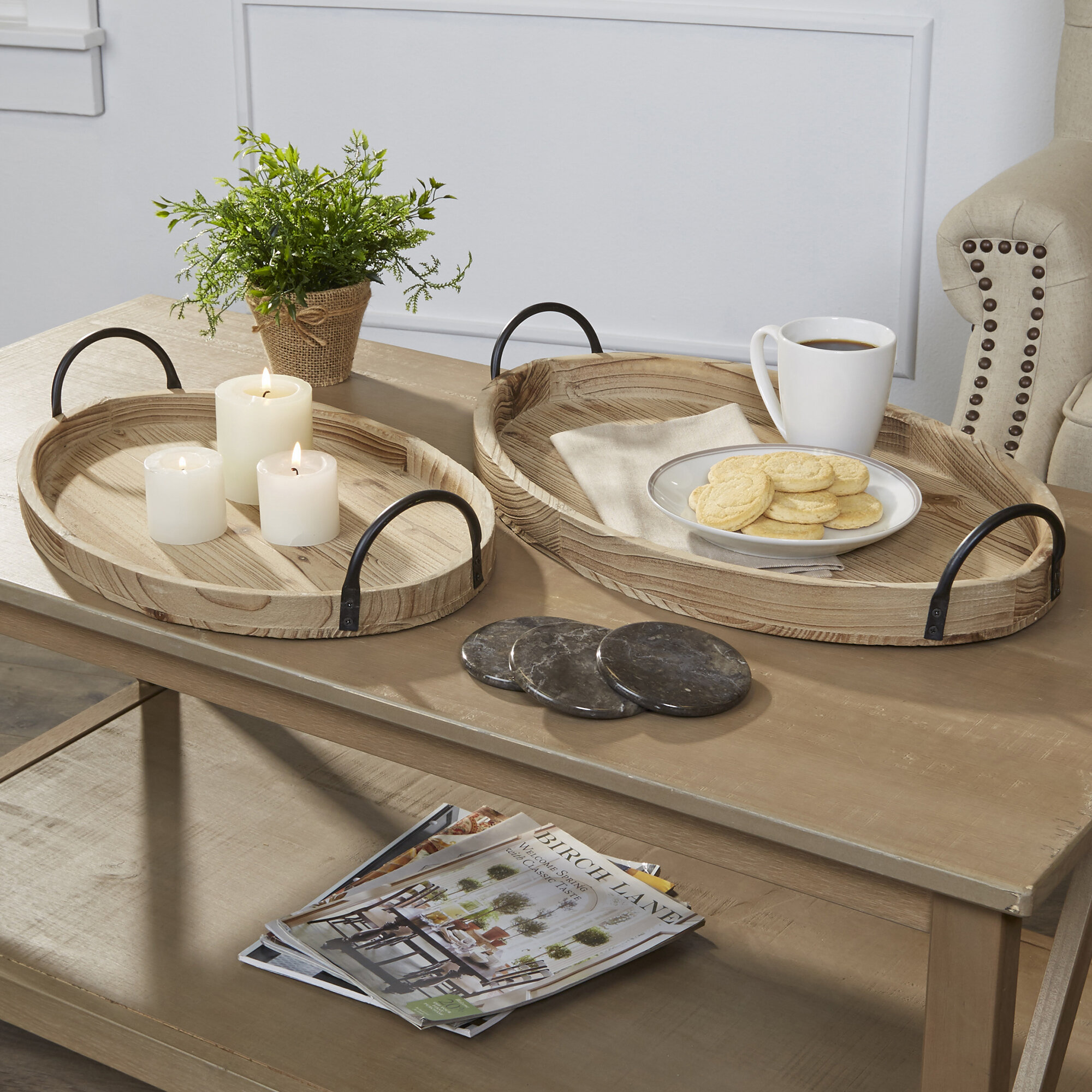 Farmhouse Rustic Decorative Trays Birch Lane