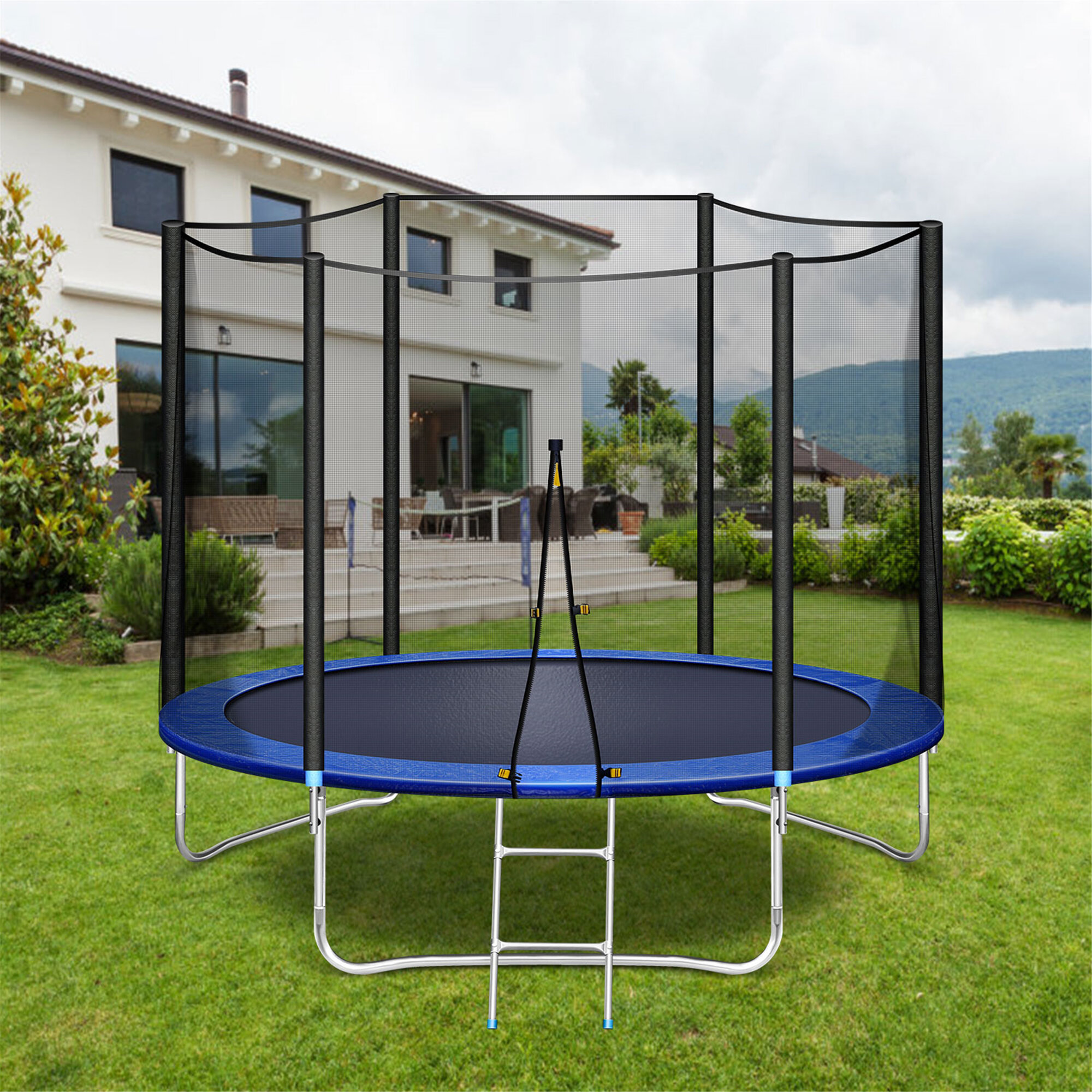 Trampoline for Kids and Adult,14 FT Outdoor Trampoline Jump Recreational Trampolines with Safety Enclosure Net Spring Pad,Waterproof Jump Mat & Ladder Trampoline 