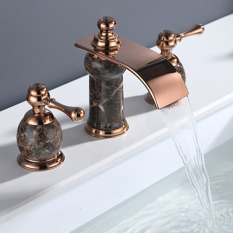 6" Rose Gold Bathroom Faucet Widespread Vessel Three Holes/Two Handles Taps 