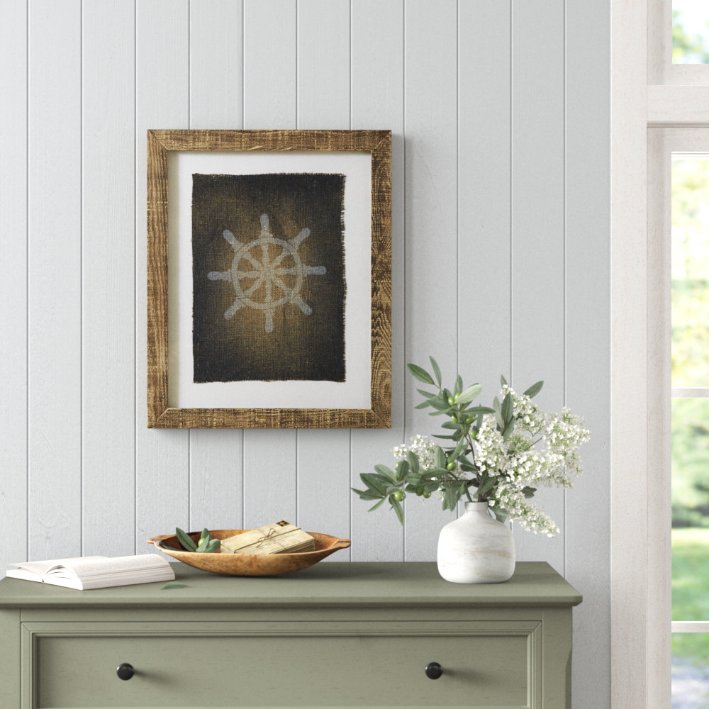 Captains Wheel Stamped Picture Frame Graphic Art Birch Lane