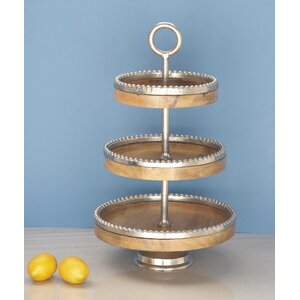 Wood Aluminum 3 Tiered Stand