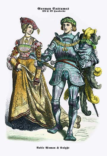 Buyenlarge German Costumes Noble Woman And Knight Painting Print