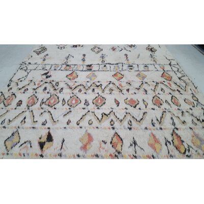 Kirkley Hand-Knotted Wool Cream/Gold Area Rug Bungalow Rose Rug Size: Rectangle 10' x 14'