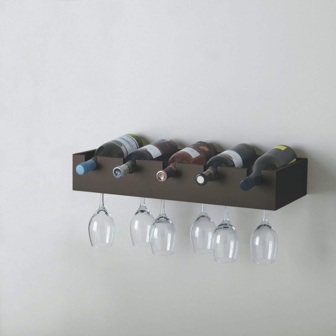 Cheever 5 Bottle Wall Mounted Wine Bottle And Glass Rack Reviews