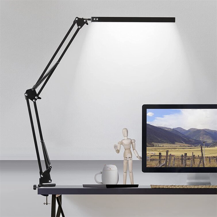 High Brightness LED Sources 2 in 1 LED Desk Lamp and Clamp Table lamp 10W,Intelligent Memory Function Multi Angle Rotation,3 Color Modes Adjusting Stepless Dimming Eye Care 