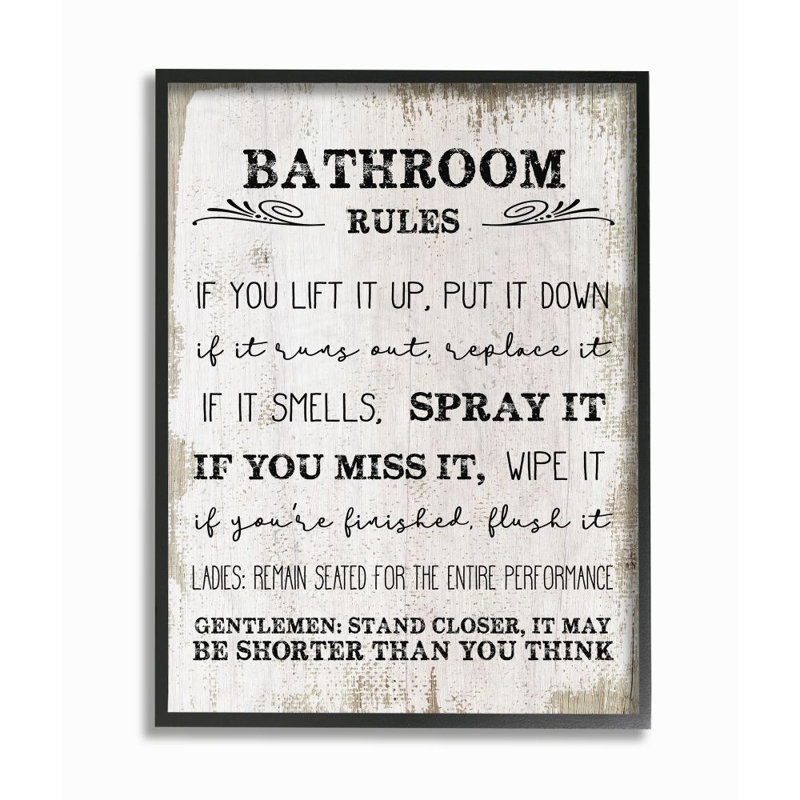 Winston Porter Bathroom Rules Funny Word Wood Textured Design