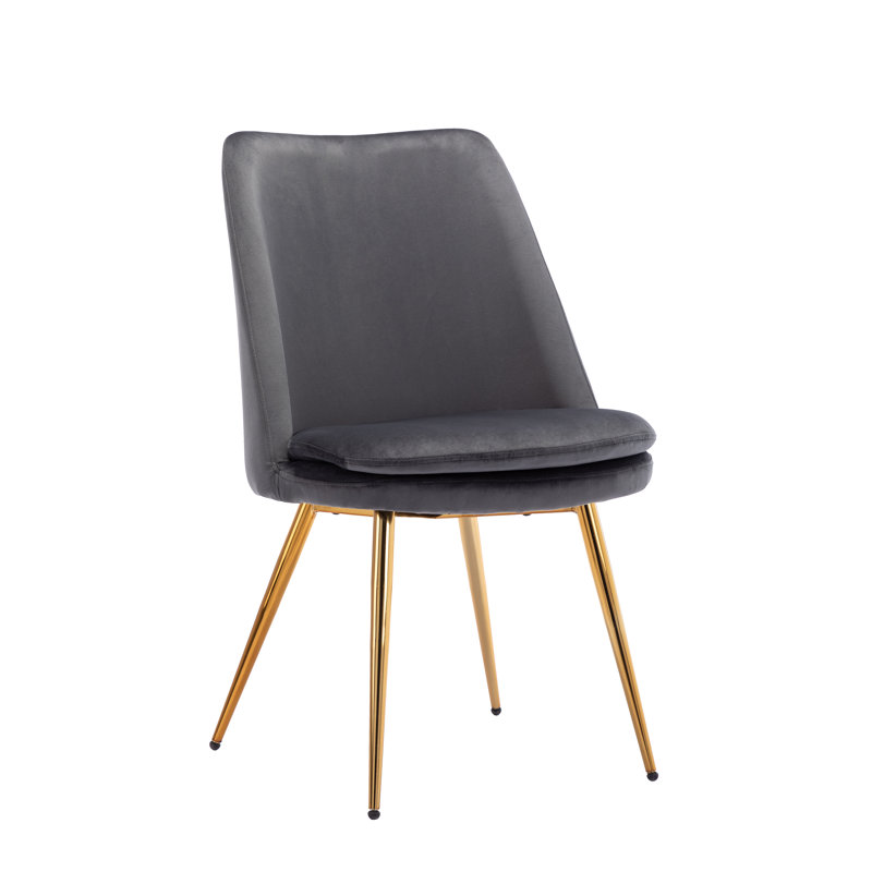 Hadleigh Velvet Upholstered Side Chair Upholstery Color: Gray