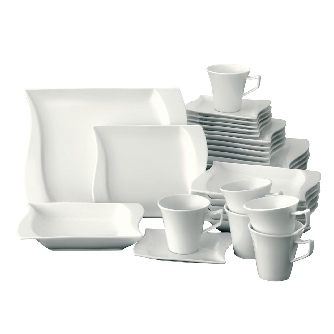 30 Piece Dinnerware Set, Service for 6 red,white