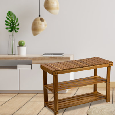 3-tier solid wood shoe rack
