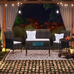 Bentz Outdoor 4 Piece Conversation Set with Cushion