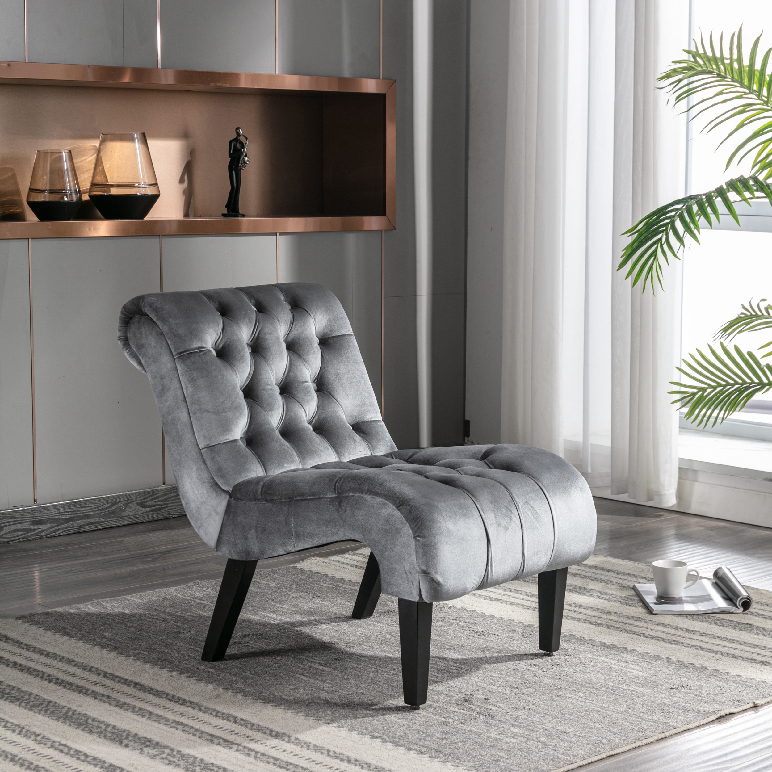 House of Hampton® Dennielle 22.83'' Wide Tufted Slipper Chair | Wayfair