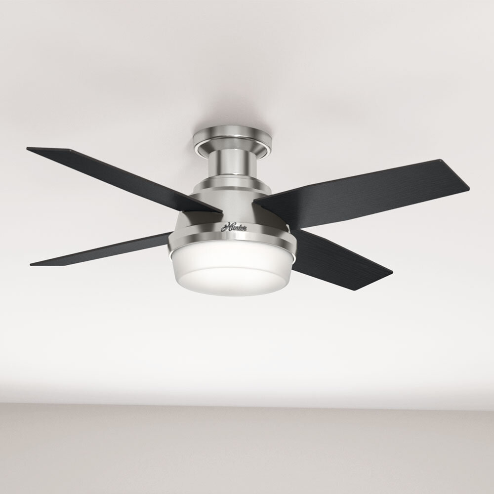 Hunter Fan 52 Dempsey 4 Blade Flush Mount Ceiling Fan With Remote Control Reviews