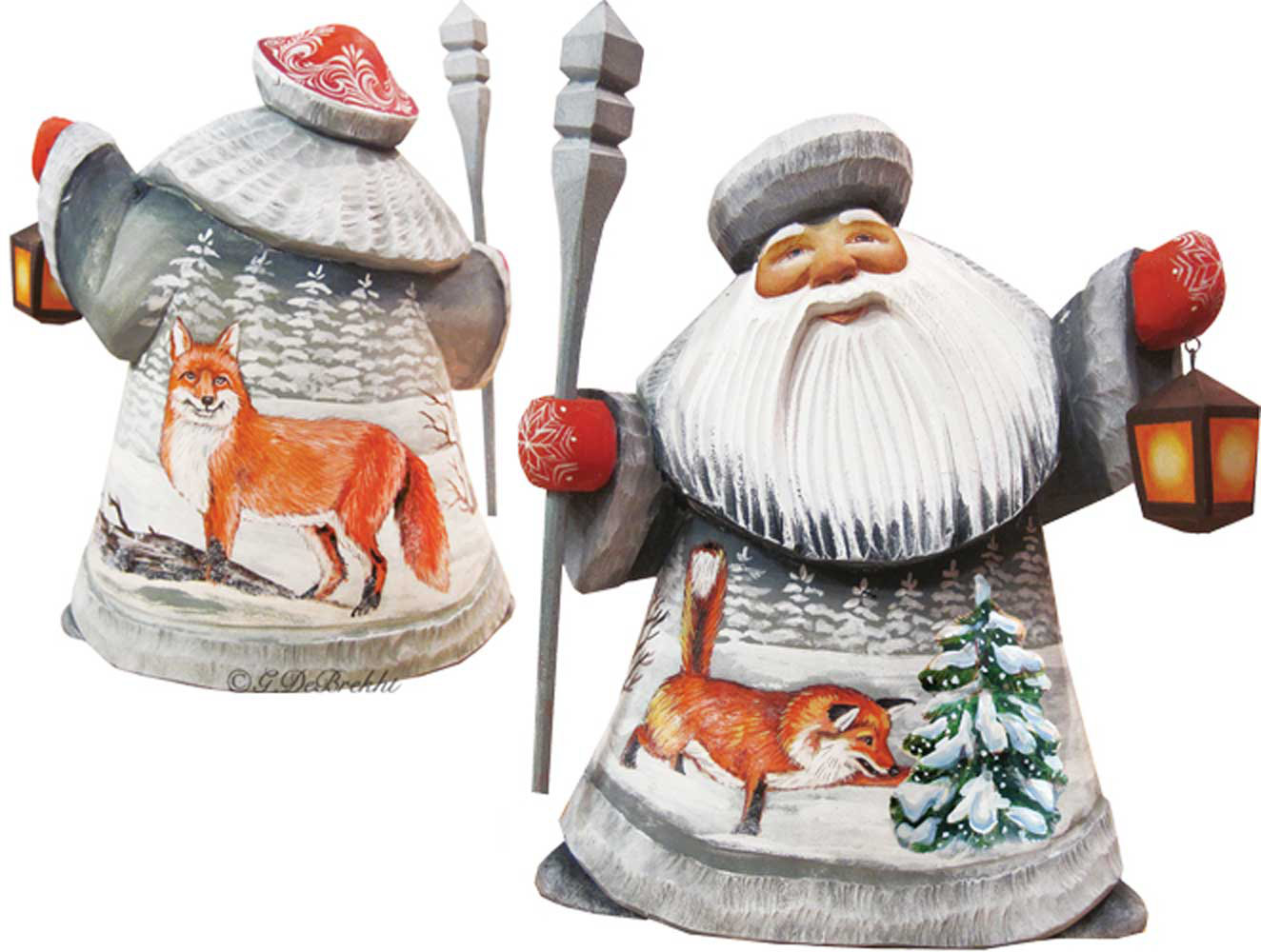 The Holiday Aisle Masterpiece Foxy Play Father Frost Woodcarved Figurine Wayfair
