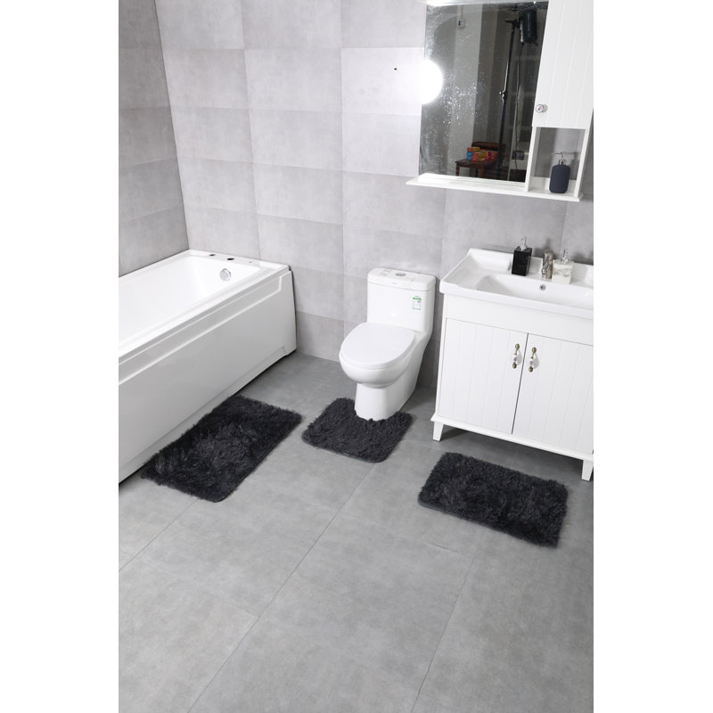 Ebern Designs Anitha Rectangular Polyester Non Slip Solid 3 Piece Bath Rug Set Reviews Wayfair