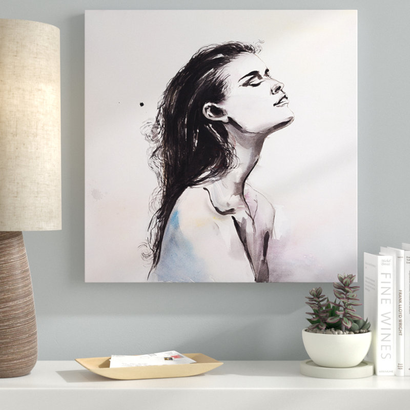 Ebern Designs Beautiful Woman With Raven Hair Oil Painting Print On Wrapped Canvas Wayfair