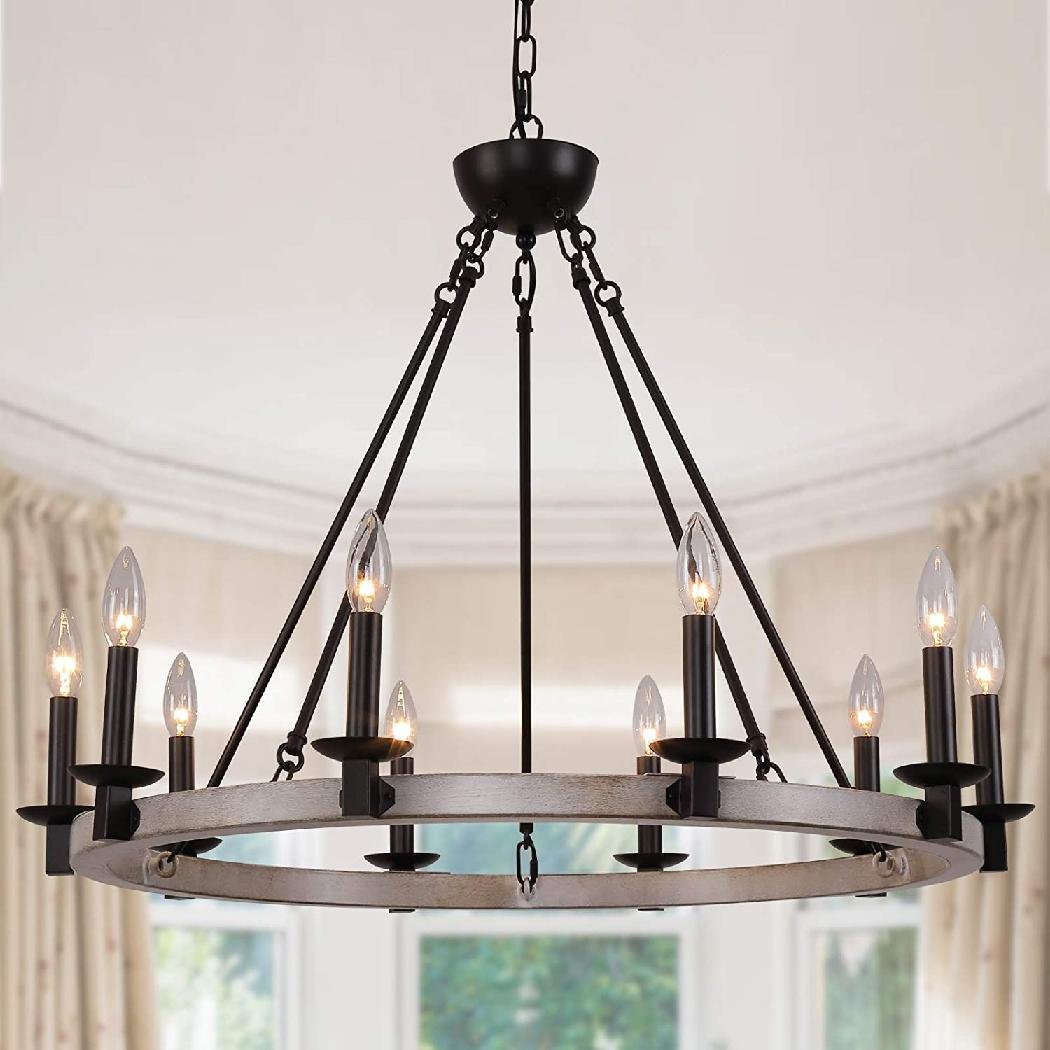 Eythan 10 - Light Kitchen Island Wagon Wheel Chandelier Gracie Oaks