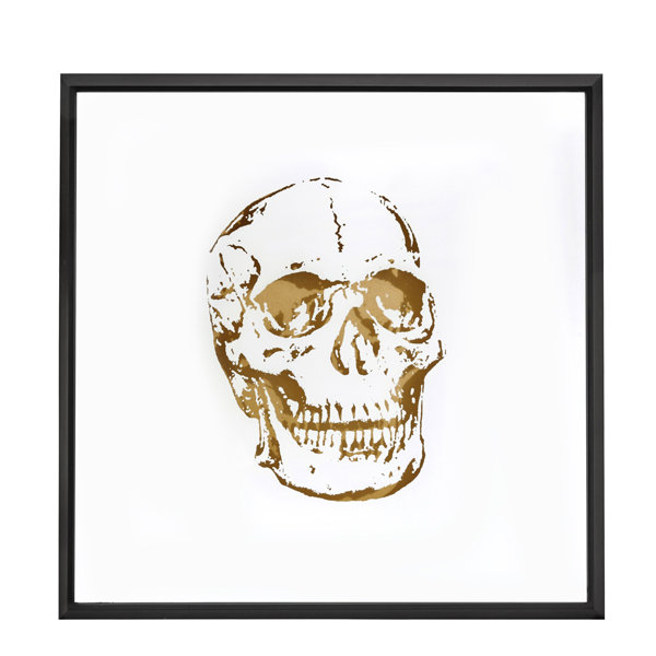 Majestic Mirror Square Abstract Skull Gold Shadow Box Art With