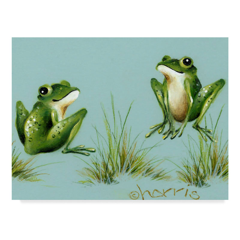 Winston Porter April Showers Frogs With Grass Acrylic Painting
