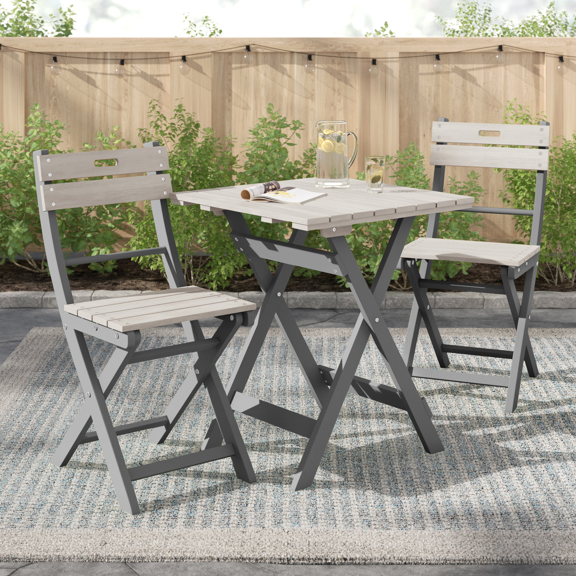 grey metal bistro set