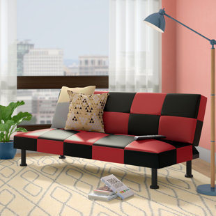 red faux leather sofa bed