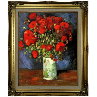 Vase With Red Poppies By Vincent Van Gogh Framed Oil Painting