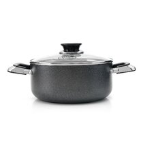 Black Alpine Cuisine 8.5 Quart Aluminum Non-Stick Dutch Oven Pot with Glass Lid 