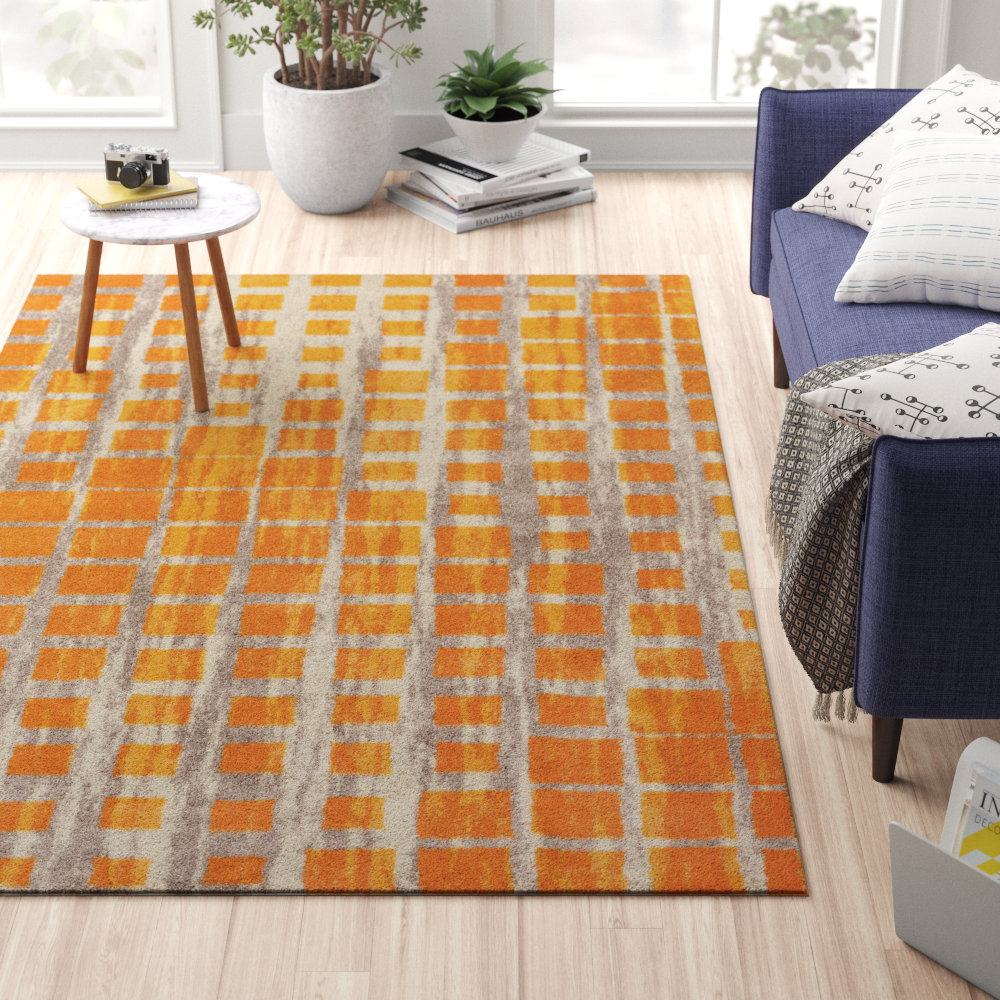 Zipcode Design™ Tiarra Mid Century Modern Yellow Area Rug 