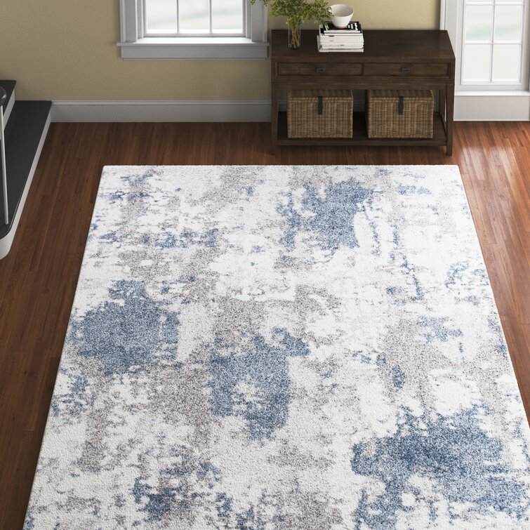 Indoor Area Rug 8x10 ft Jute Backing Stain Resistant Machine Made Gray Blue 