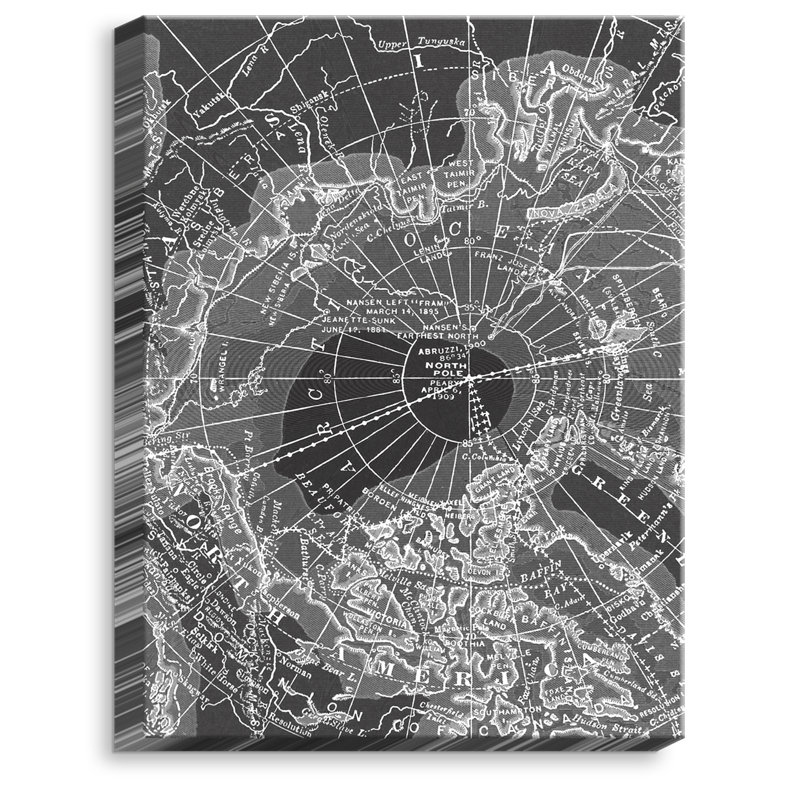 Dianochedesigns Arctic Dark Gray Map Acrylic Painting Print On Wrapped Canvas Wayfair