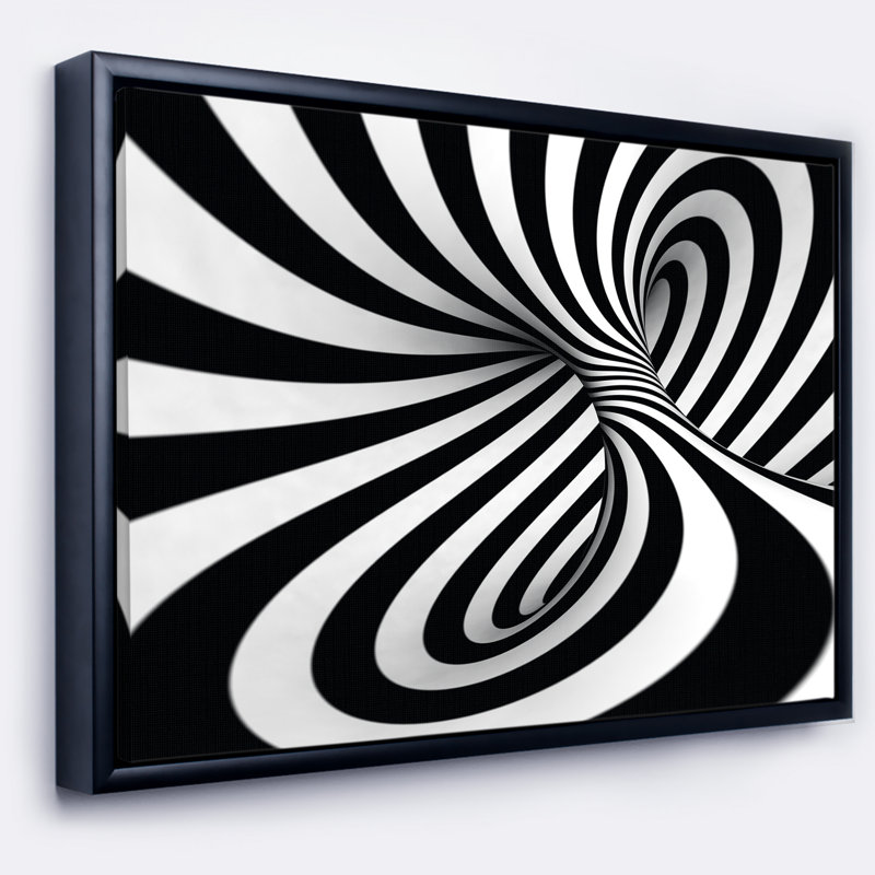 East Urban Home Abstract Spiral Black N White Framed Graphic Art