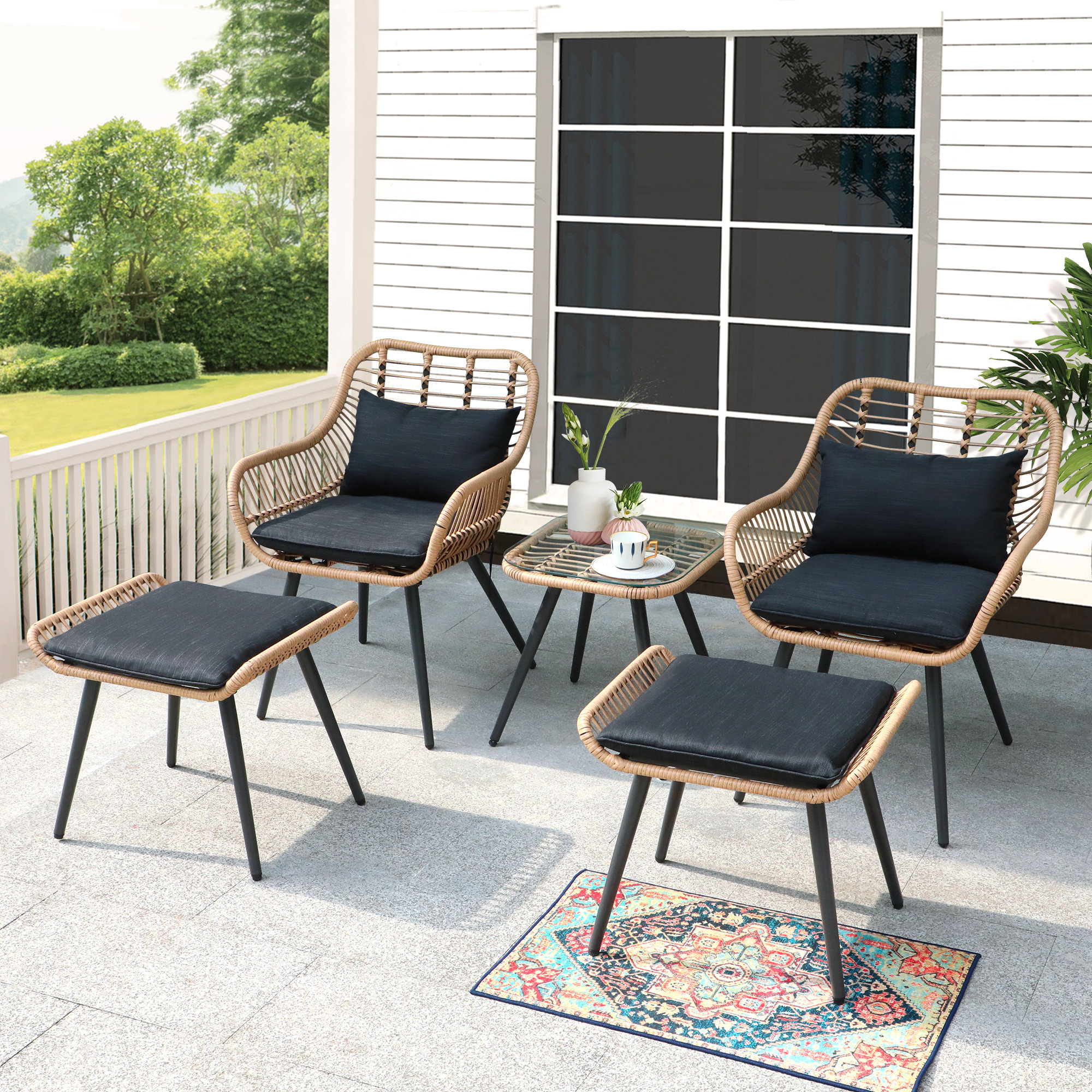 Bay Isle Home Hamner Polyethylene (PE) Wicker Seating Group with ...