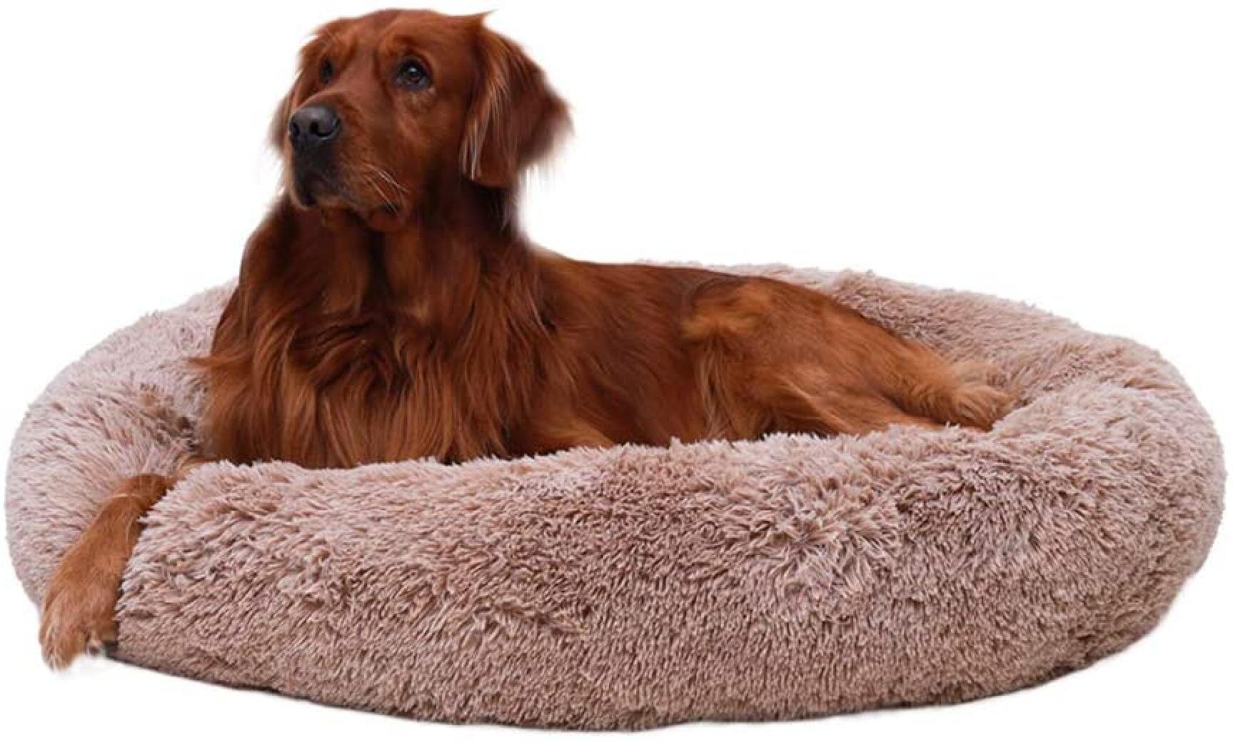Self Warming Round Pet Pillow Cuddle Faux Fur Donut Cuddler Cat Cushion Bed Donut Dog Bed Pet Bed Machine Washable Calming Dog Beds for Medium Small Dogs