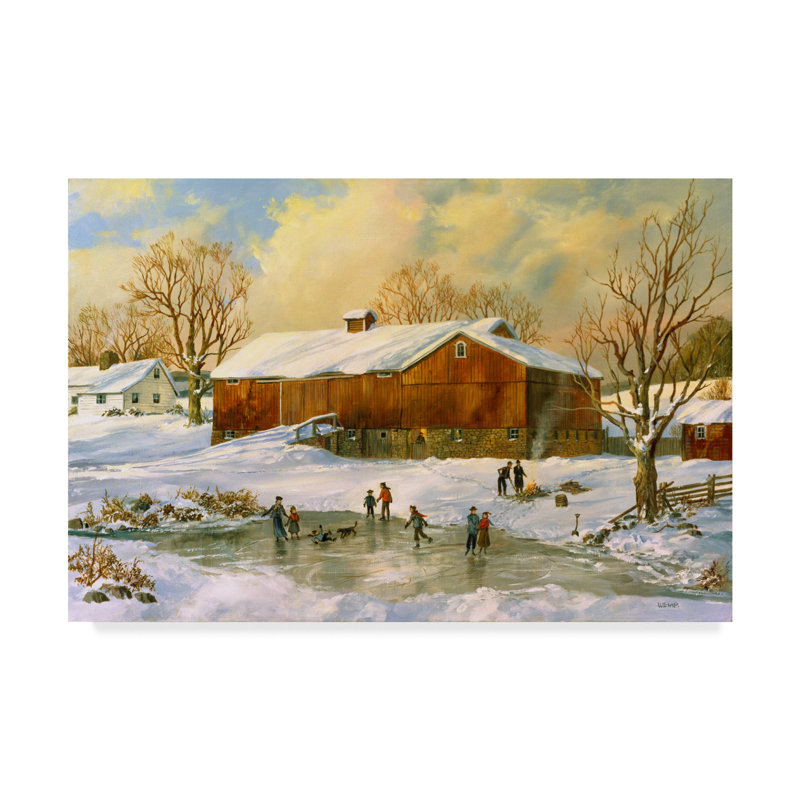 Trademark Art Red Barn Acrylic Painting Print On Wrapped Canvas