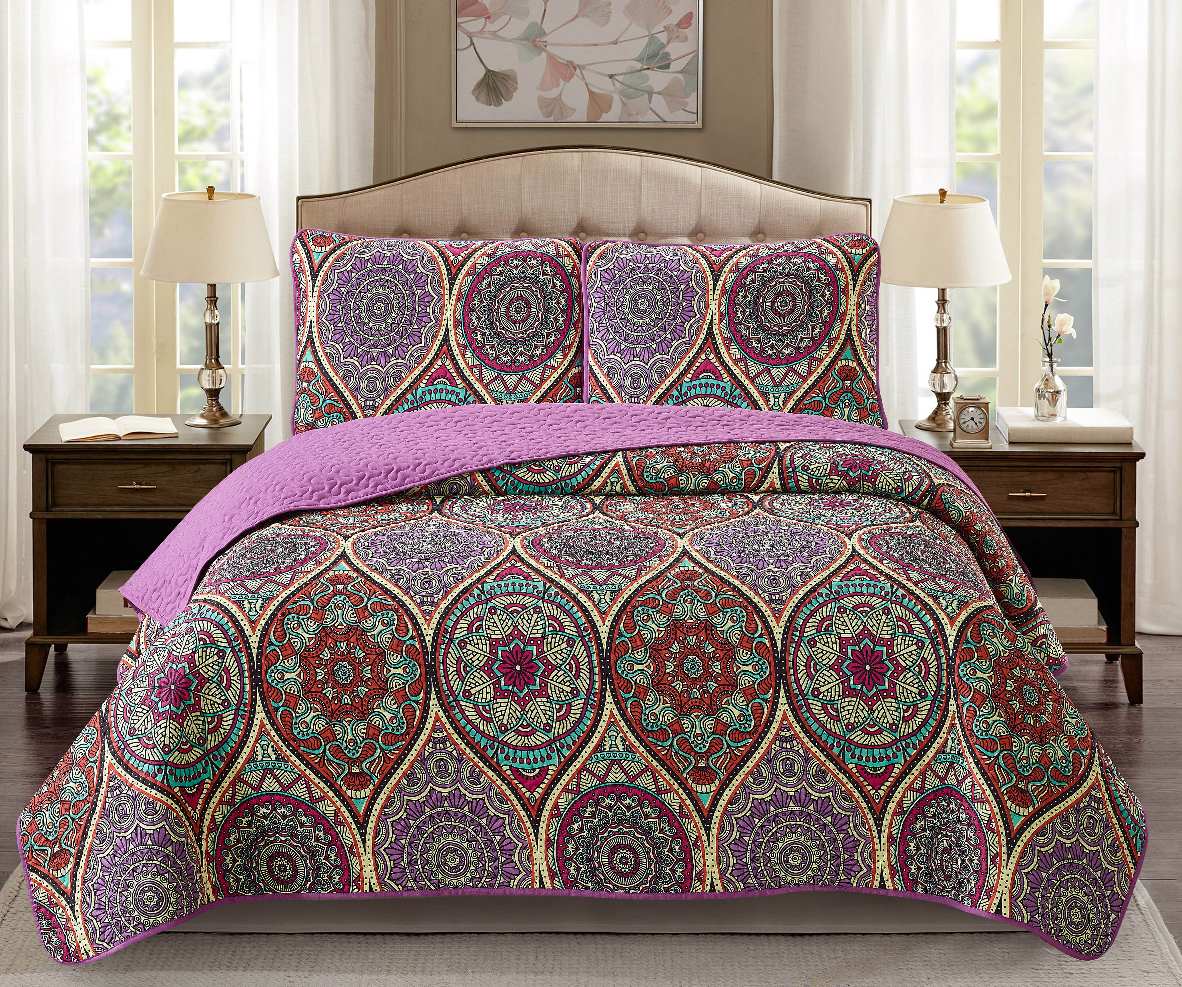 Beautiful Boho Viola Over sized Quilted Coverlet Set 