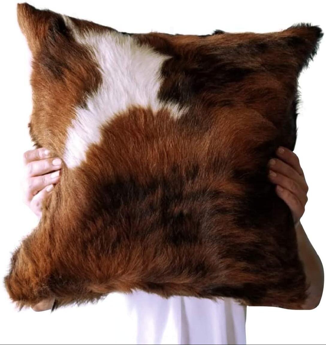 Tricolor Cowhide Pillow Cover Hide Cushions Skin Leather 
