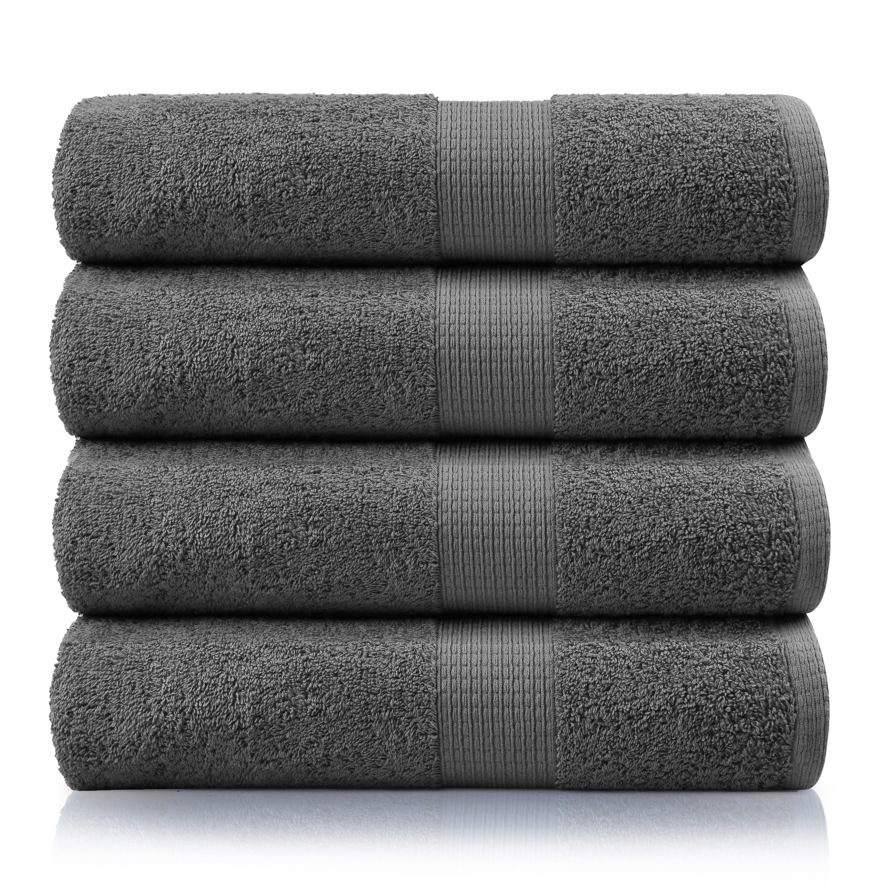 Set of Four Luxury 100% Egyptian Cotton Bath Towels Set. 