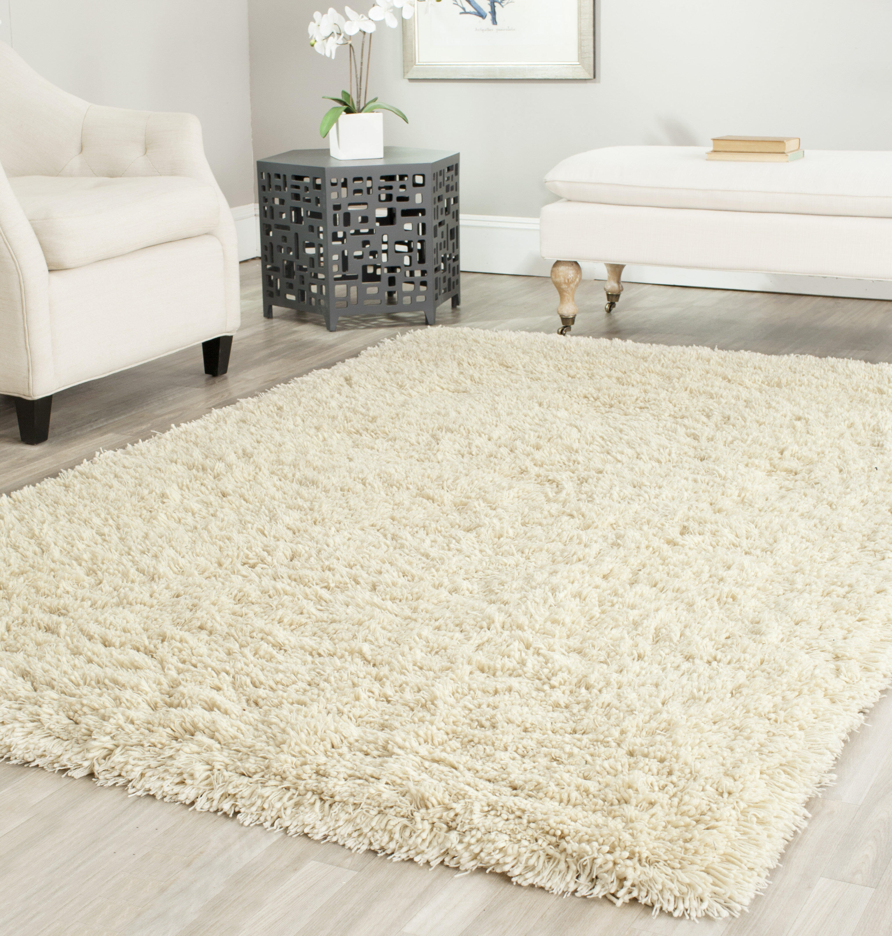 Rosdorf Park Emmeryn Shag Wool White Rug & Reviews 