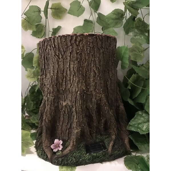 Hi-Line Gift Ltd Tree Stump House with Stairs Boat Fairy Garden 