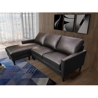 Latitude Run Balazs 111 Faux Leather Reversible Sectional Wayfair
