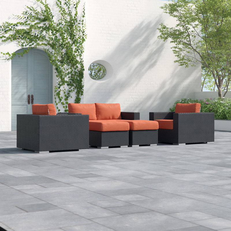 Tripp 5 Piece Rattan Sunbrella Sofa Seating Group With Cushions