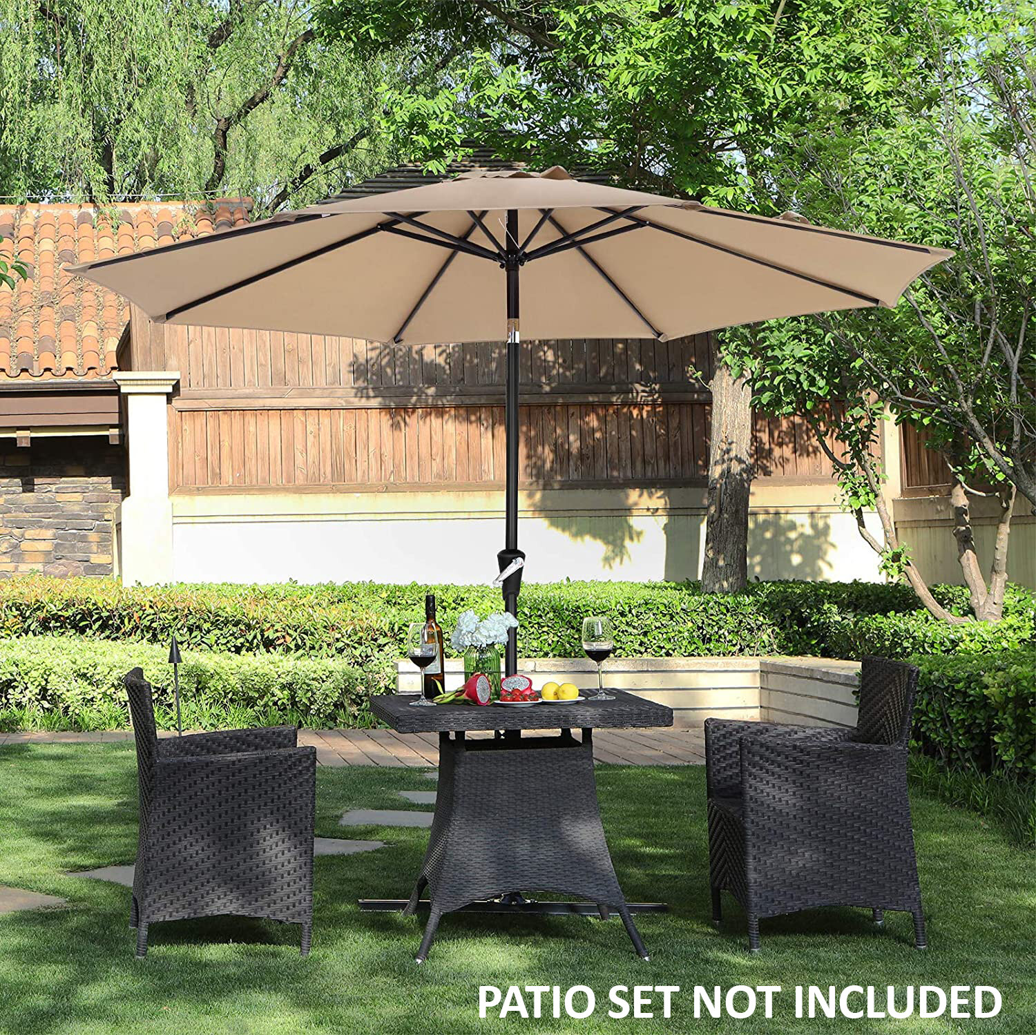 Freeport Park 11 Feet Patio Umbrella Outdoor Umbrella With Push Button Tilt And Crank Function Grey Wayfair Ca