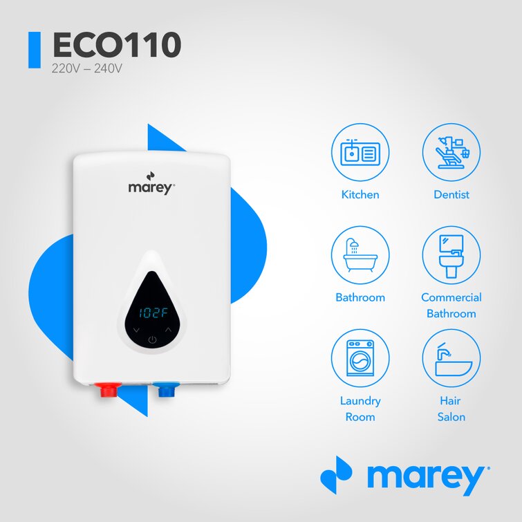 3.0 Gpm Multiple Points Of Use Tankless Marey Eco110 220V Self-Modulating 11 Kw