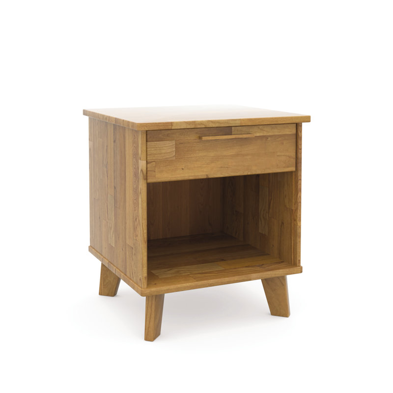 One (1) nightstand brown cherry finish warmly accentuates the solid wood craftsmanship nightstand dimensions: wayfair