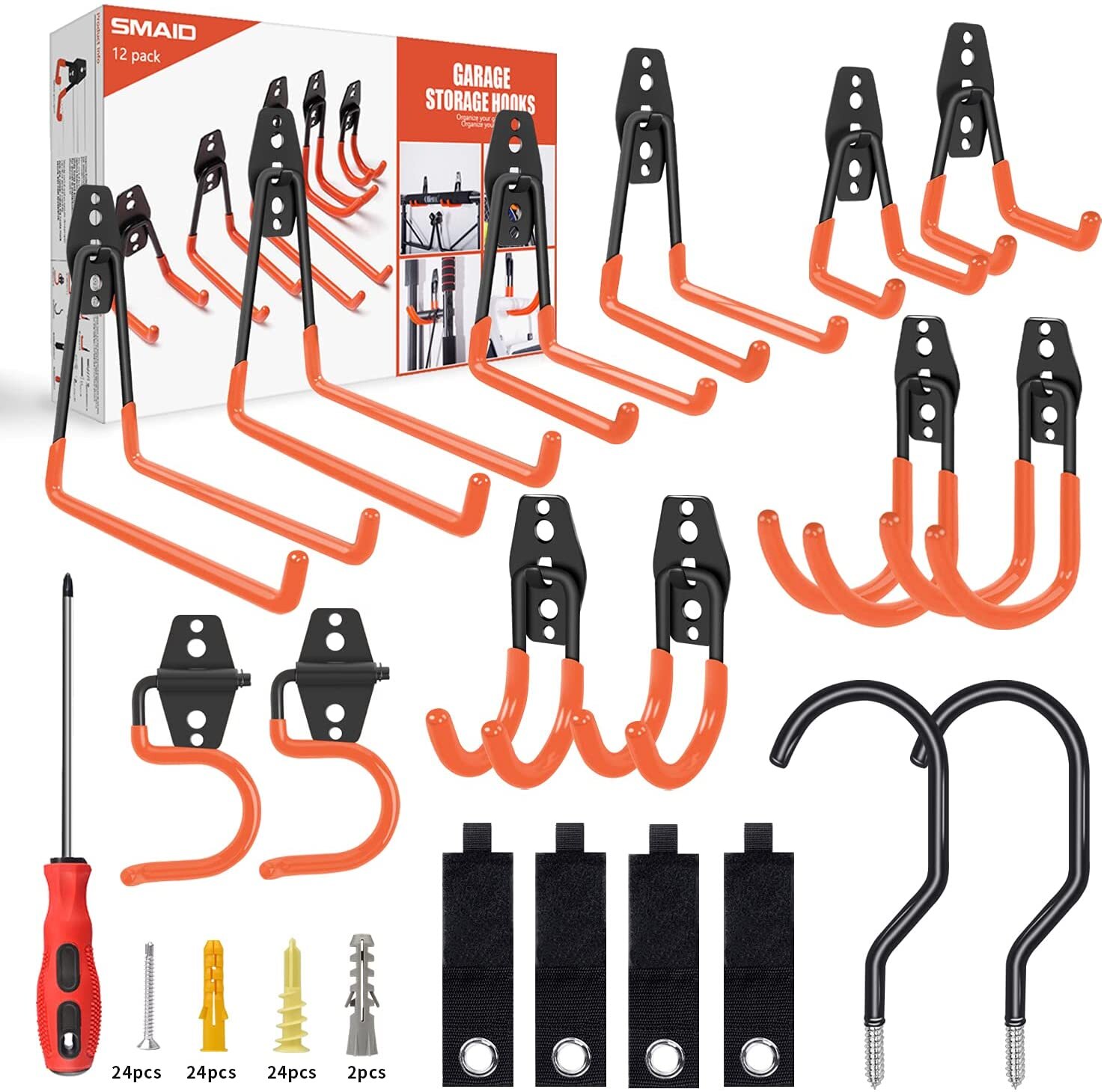 qing Garage Hooks, 12 Pack Heavy Duty Garage Storage Hooks Steel Tool ...