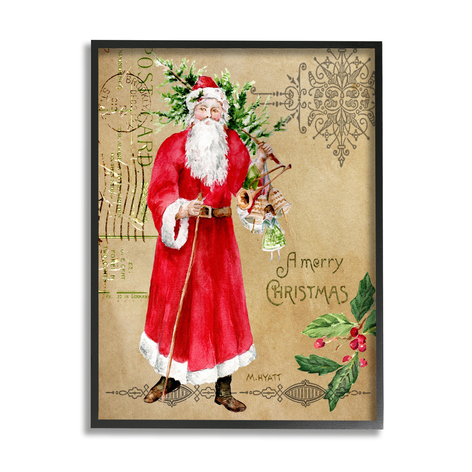 Set of 16 LARGE Victorian/Vintage Santa labels postcard images---Set # 2 