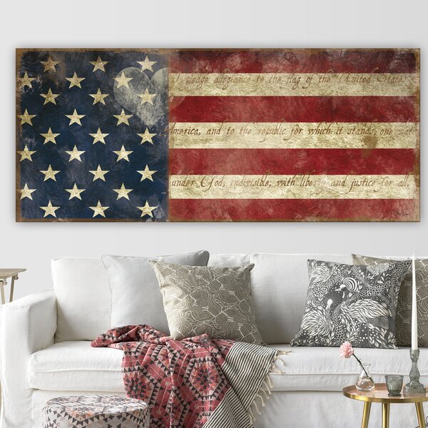 American Flag Canvas Giclee Vintage Print Unframed Home Decor Wall Art 