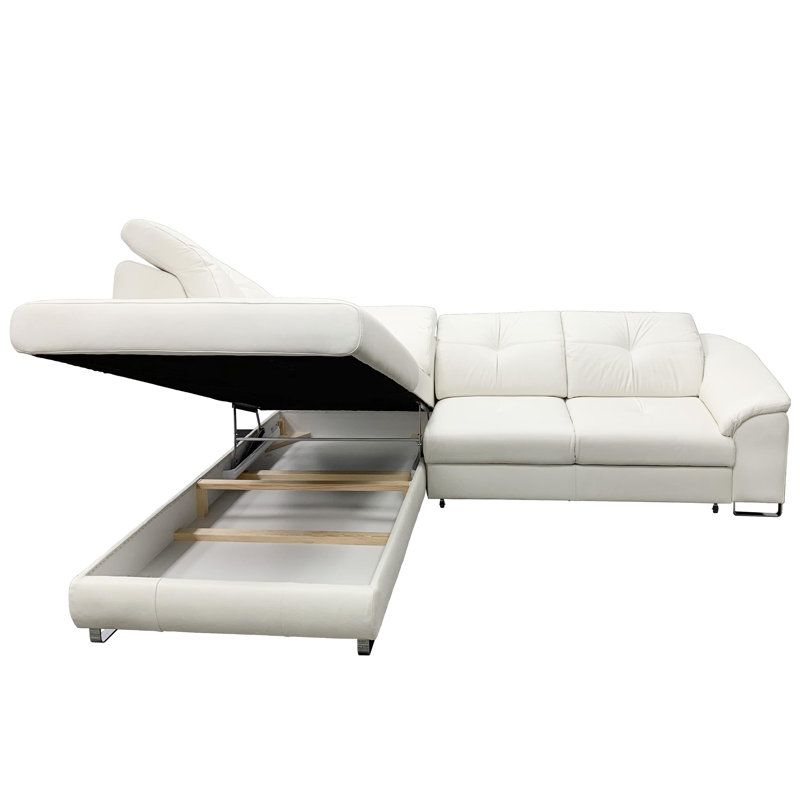 Orren Ellis Hannahs 110 Genuine Leather Sleeper Sofa Chaise