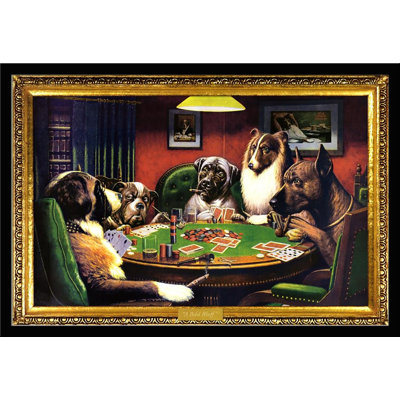 Bold Bluff, Dogs Playing Poker by Cassandra Gillens - Picture Frame Graphic Art Print