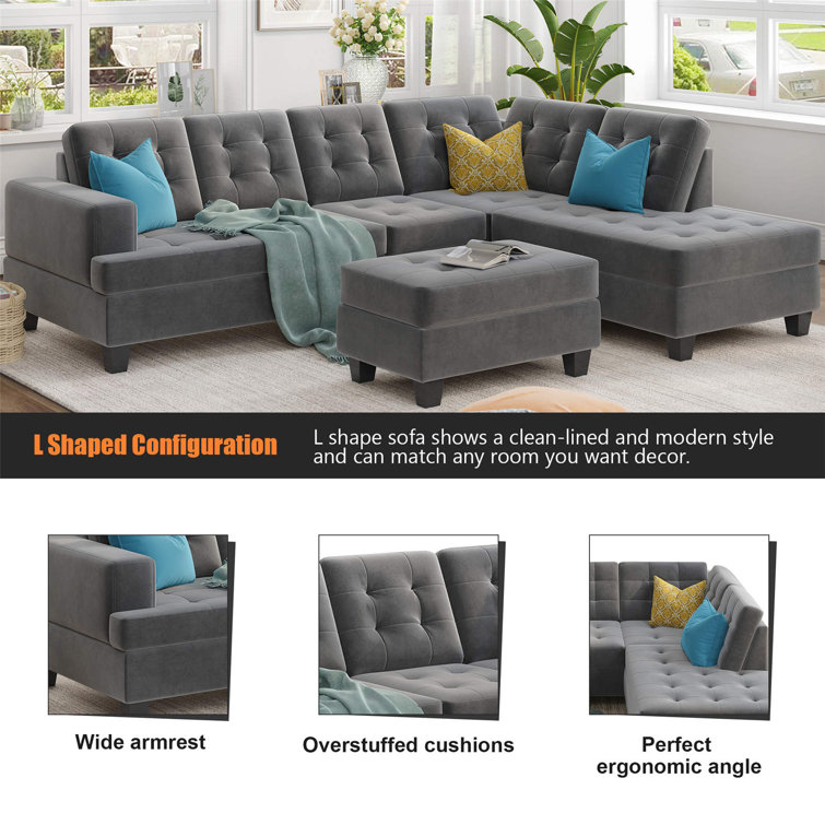 l shape sofa with cushions